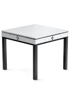 天禧靜音綠電動麻雀枱(四腳餐桌過山車超薄款) – 魔方白/素雅灰