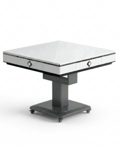 天禧靜音綠電動麻雀枱(移動摺疊過山車超薄款) – 魔方白/素雅灰